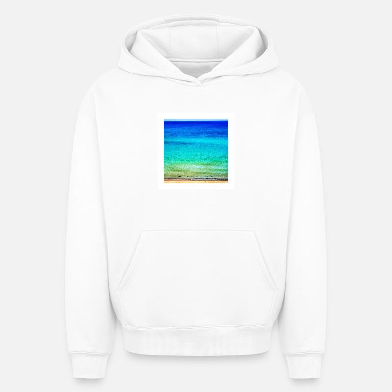Mer - Sweat à capuche unisexe oversize épais SPREAD - blanc