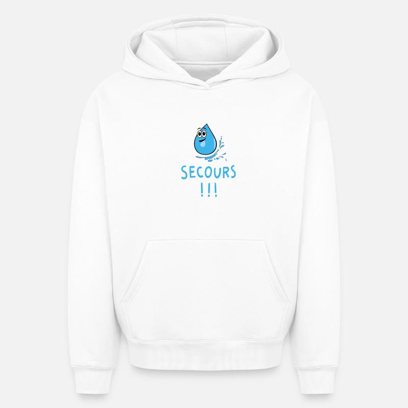 Eau secours - Sweat à capuche unisexe oversize épais SPREAD - blanc
