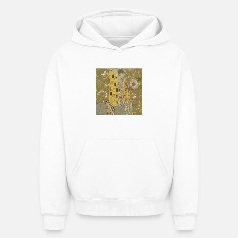 L’étreinte éternelle réinventée - Sweat à capuche unisexe oversize épais SPREAD - blanc
