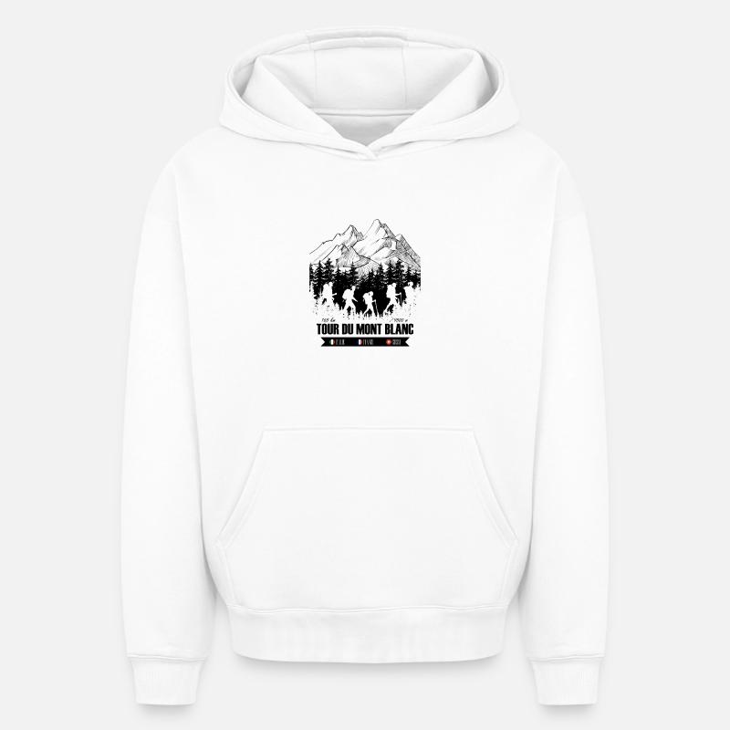 Tour du Mont Blanc - Sweat à capuche unisexe oversize épais SPREAD - blanc