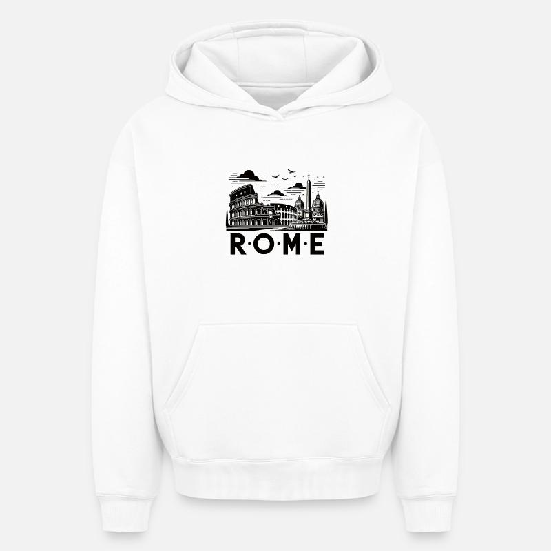 Rome - Sweat à capuche unisexe oversize épais SPREAD - blanc