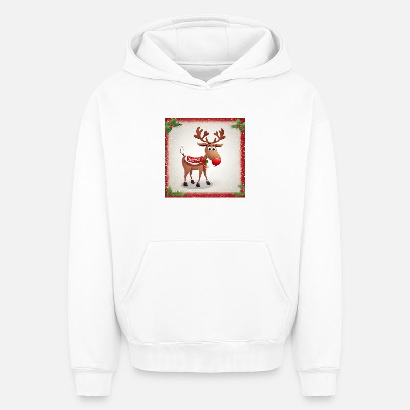 Noël de renne - Sweat à capuche unisexe oversize épais SPREAD - blanc