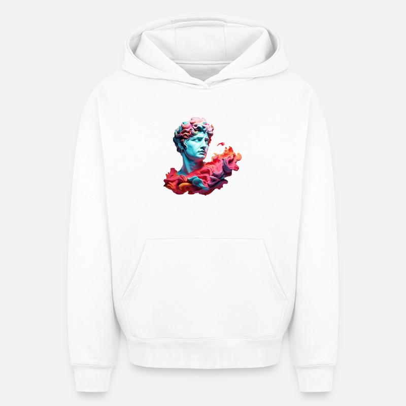 Bust psychédélique néon - Sweat à capuche unisexe oversize épais SPREAD - blanc