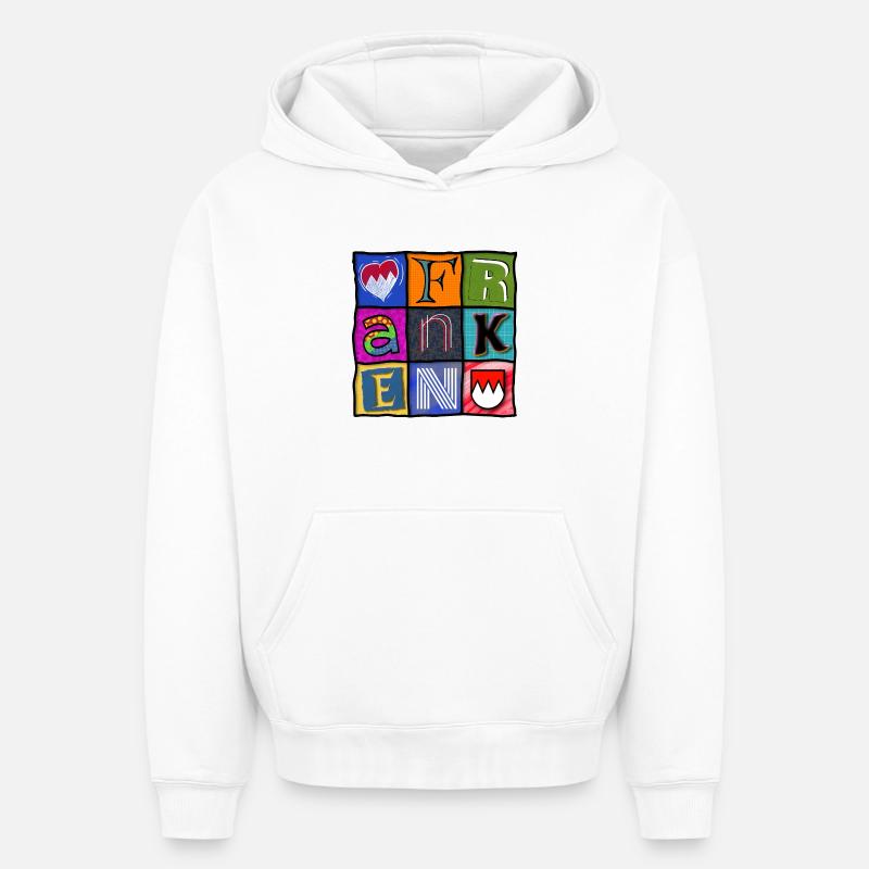 Franconie - Pop Art - Cool - Sweat à capuche unisexe oversize épais SPREAD - blanc