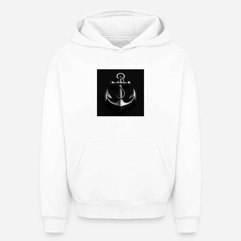 Ancre maritime - Sweat à capuche unisexe oversize épais SPREAD - blanc