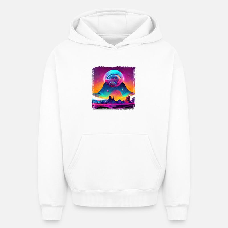 Fantaisie spatiale - Sweat à capuche unisexe oversize épais SPREAD - blanc