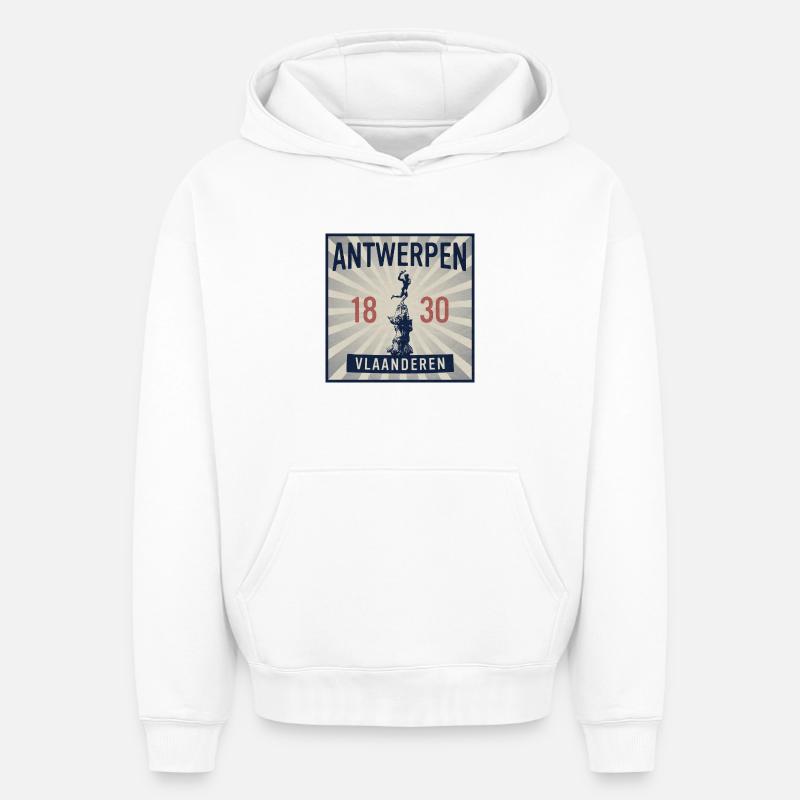 Anvers 1830 - Sweat à capuche unisexe oversize épais SPREAD - blanc
