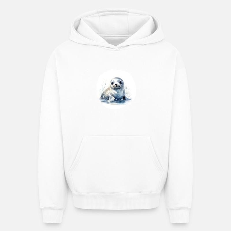 Aquarelle de sceau - Sweat à capuche unisexe oversize épais SPREAD - blanc