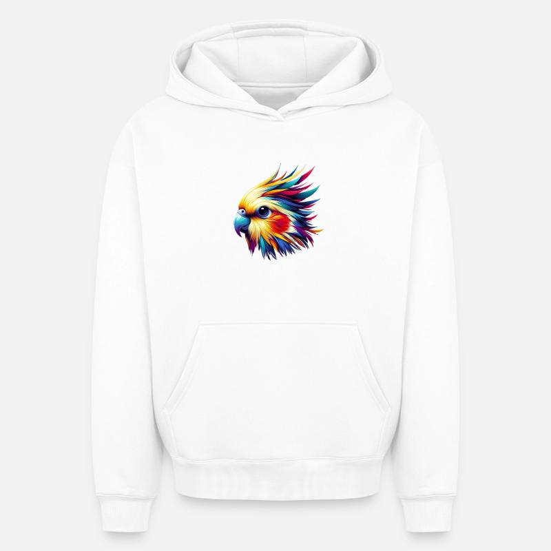 Calopsitte (16) - Sweat à capuche unisexe oversize épais SPREAD - blanc