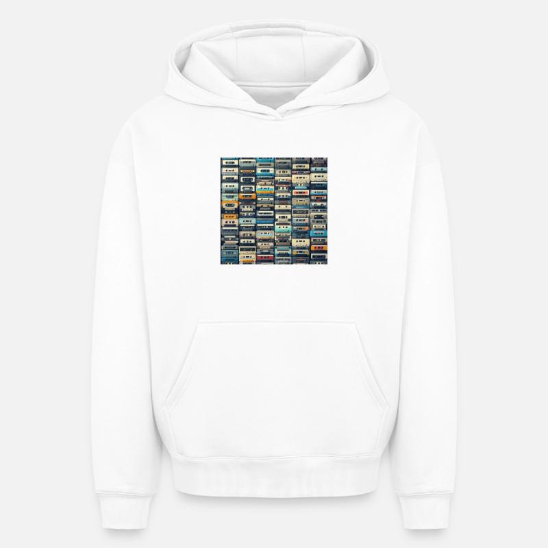 Cassette audio - Sweat à capuche unisexe oversize épais SPREAD - blanc