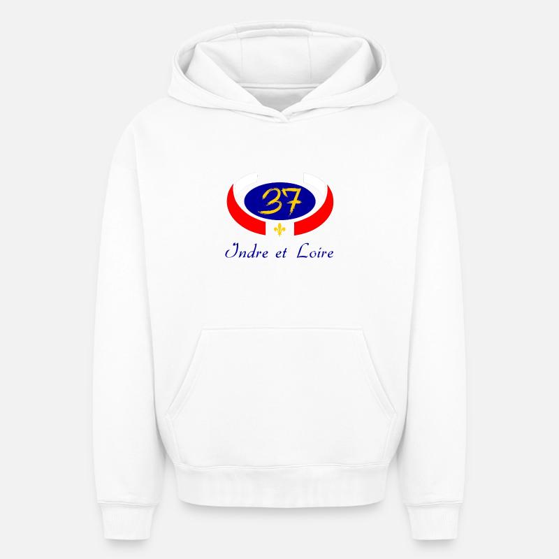 Indre et loire - Sweat à capuche unisexe oversize épais SPREAD - blanc