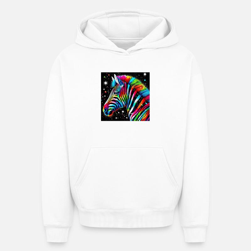 Zèbre - Sweat à capuche unisexe oversize épais SPREAD - blanc