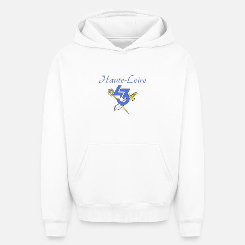 Haute-Loire - Sweat à capuche unisexe oversize épais SPREAD - blanc