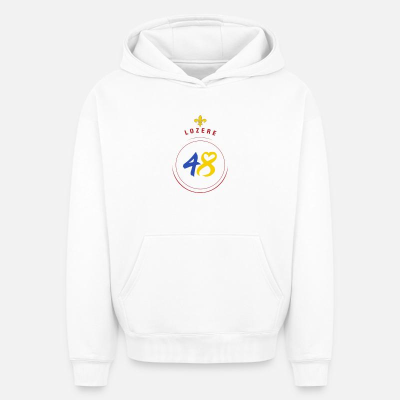 Lozère - Sweat à capuche unisexe oversize épais SPREAD - blanc
