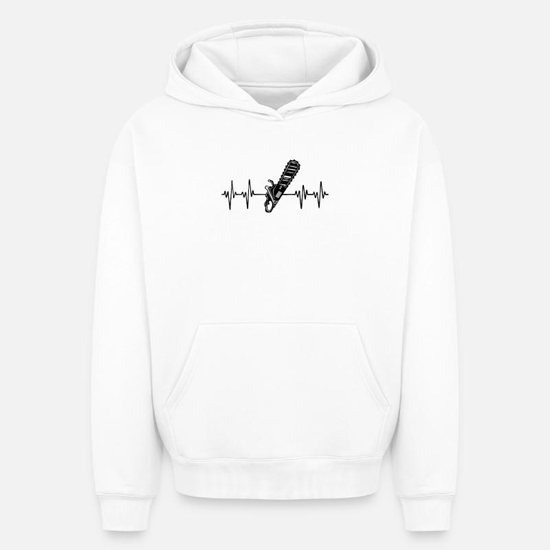 Scie bûcheron tronçonneuse menuiserie menuiserie - Sweat à capuche unisexe oversize épais SPREAD - blanc