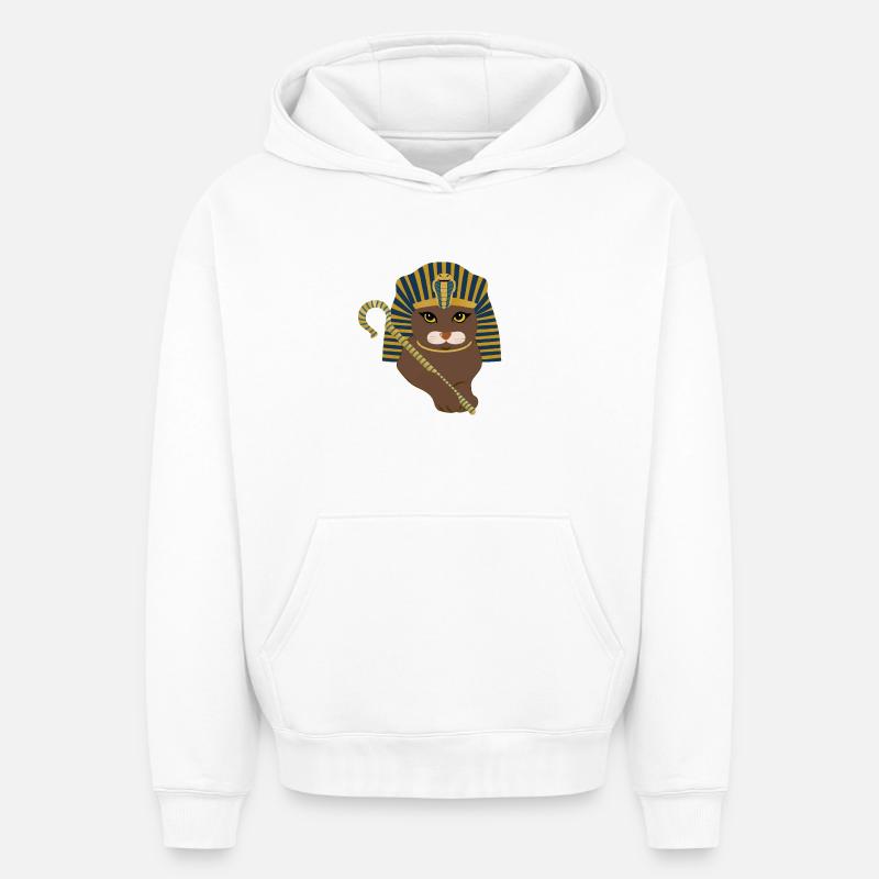 Chat pharaon - Sweat à capuche unisexe oversize épais SPREAD - blanc