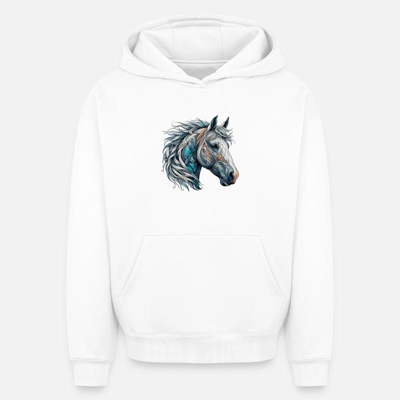 Cheval - Sweat à capuche unisexe oversize épais SPREAD - blanc