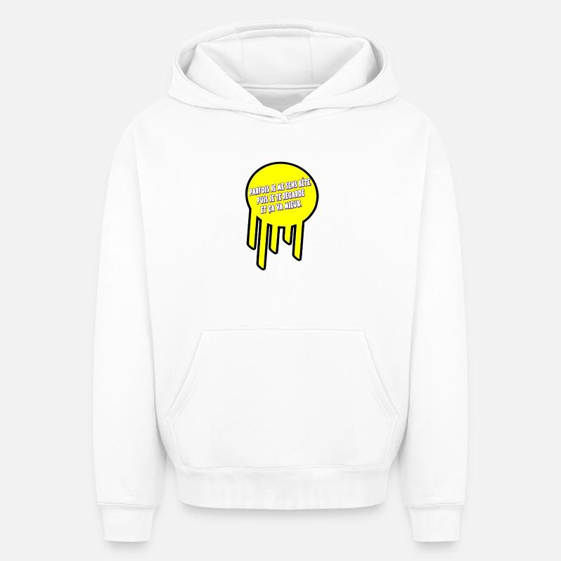 Parfois je me sens bête - Sweat à capuche unisexe oversize épais SPREAD - blanc