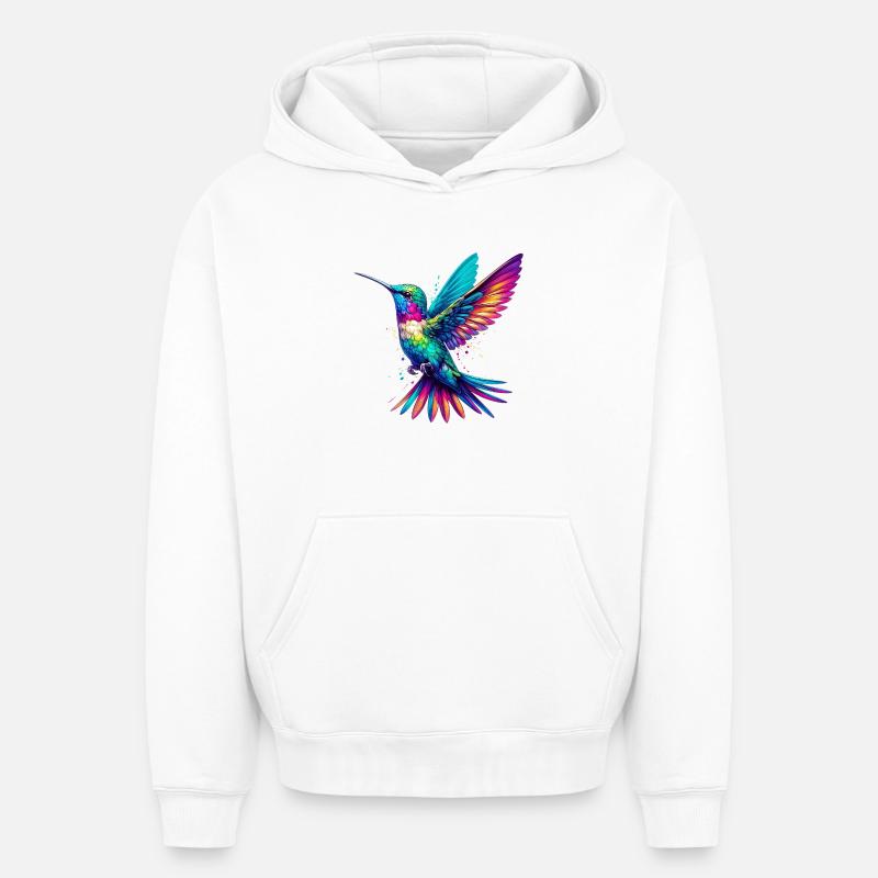 Colibri - Sweat à capuche unisexe oversize épais SPREAD - blanc