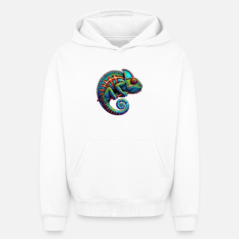 Caméléon - Sweat à capuche unisexe oversize épais SPREAD - blanc