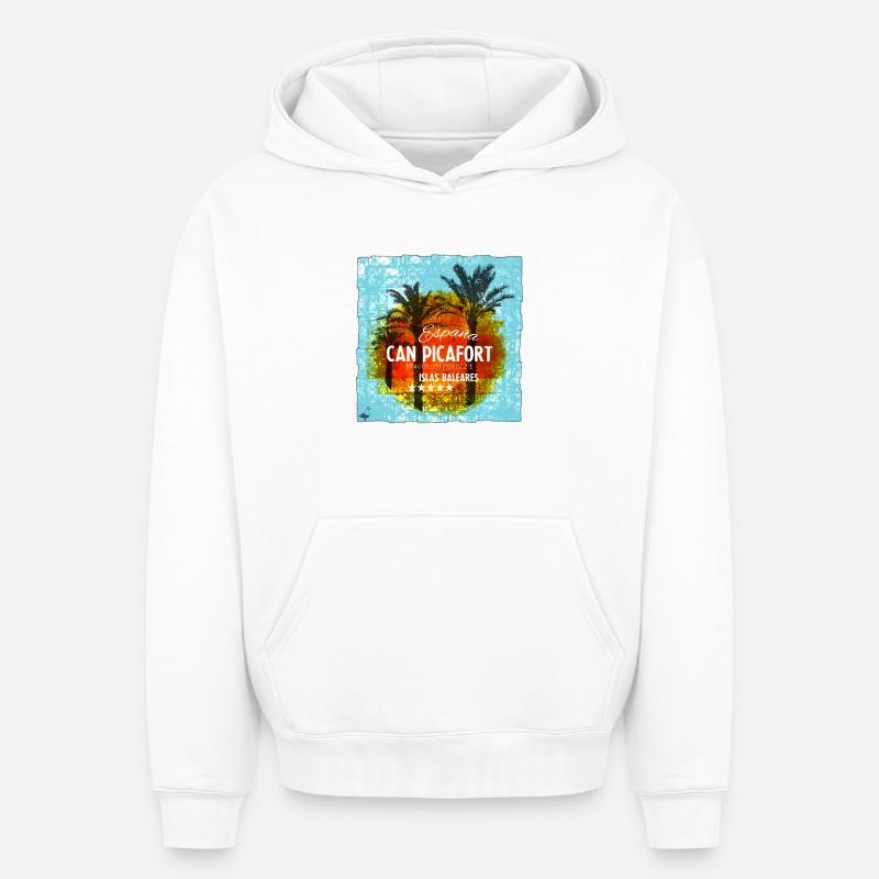 Can Picafort - Sweat à capuche unisexe oversize épais SPREAD - blanc