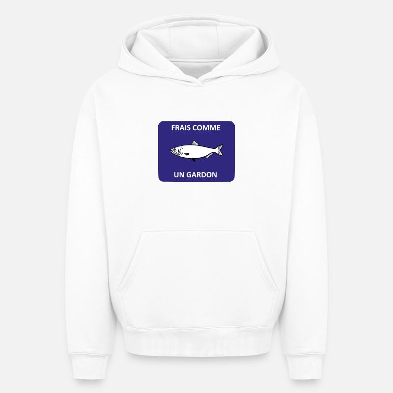 Frais comme un gardon - Sweat à capuche unisexe oversize épais SPREAD - blanc