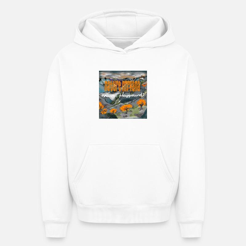LE NIRVANA DE LA NATURE - Sweat à capuche unisexe oversize épais SPREAD - blanc