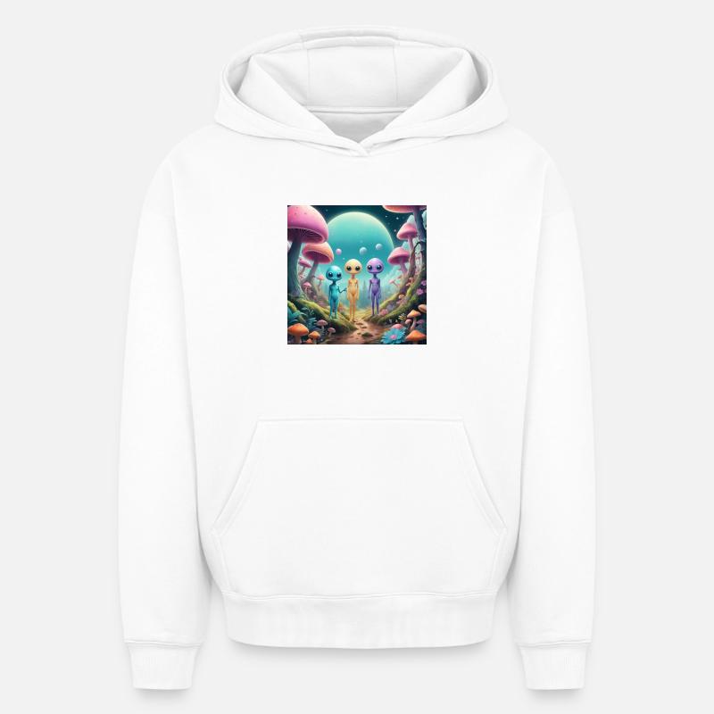 Étrangers - Sweat à capuche unisexe oversize épais SPREAD - blanc
