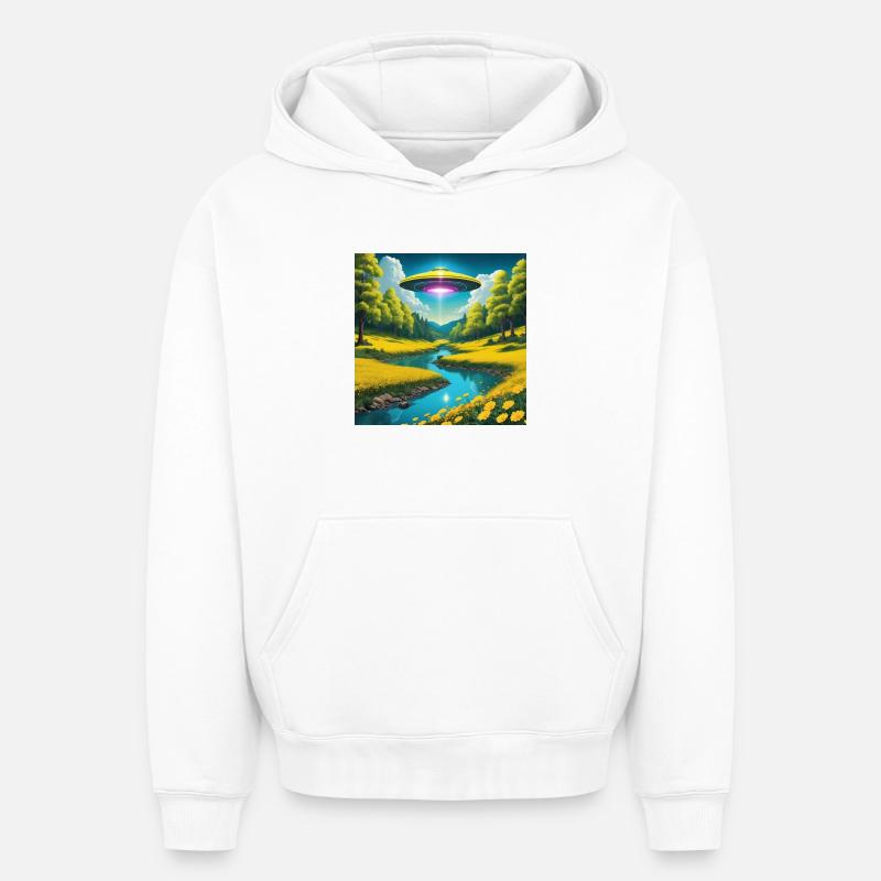OVNI - Sweat à capuche unisexe oversize épais SPREAD - blanc