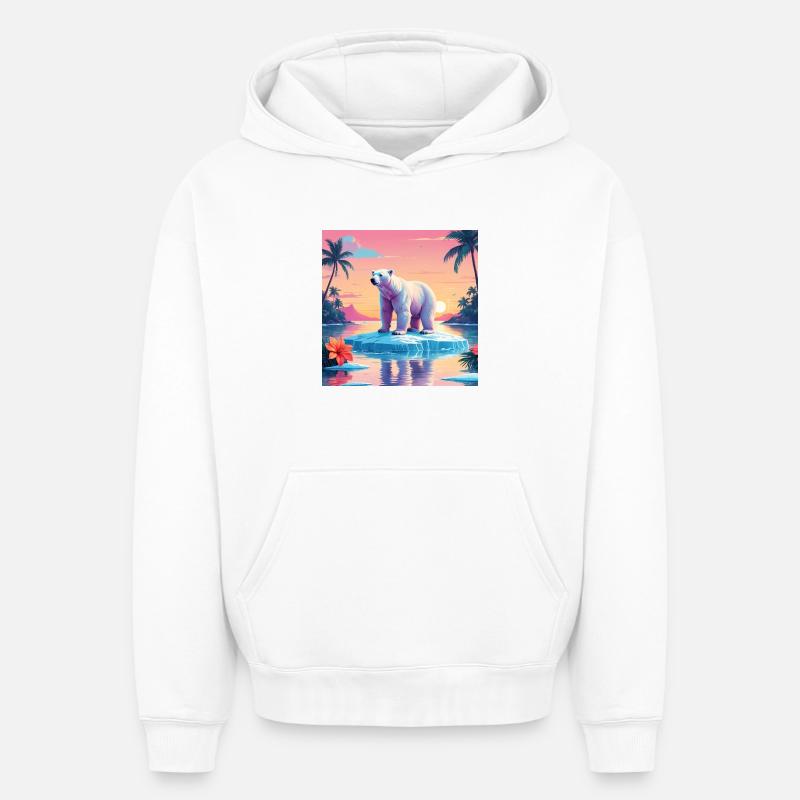 Ours blanc - Sweat à capuche unisexe oversize épais SPREAD - blanc