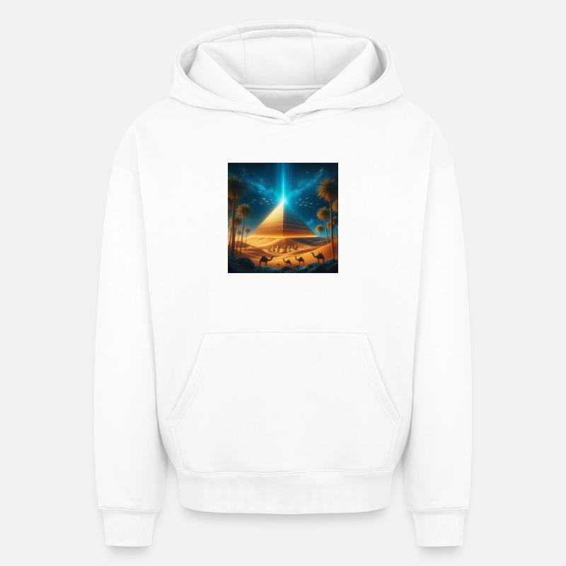 Pyramide 8 - Sweat à capuche unisexe oversize épais SPREAD - blanc