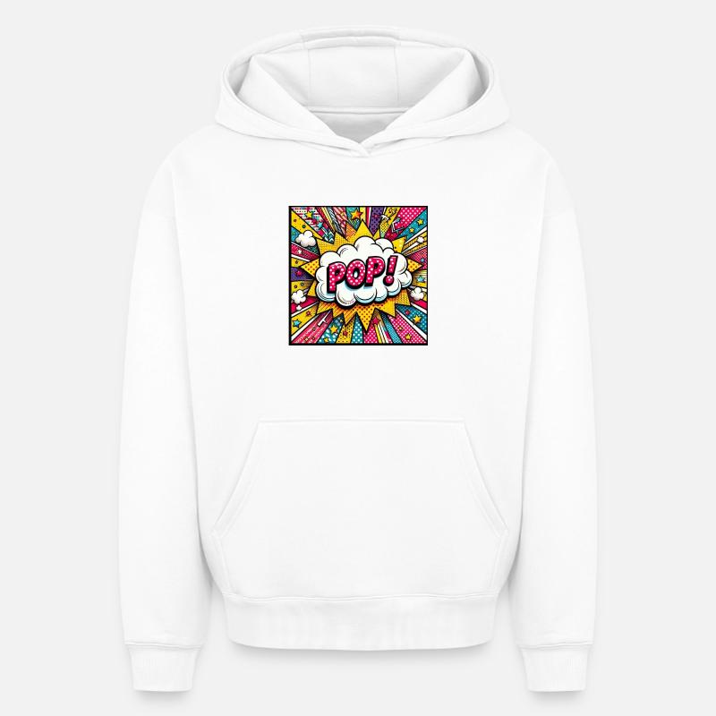 Population 1 - Sweat à capuche unisexe oversize épais SPREAD - blanc