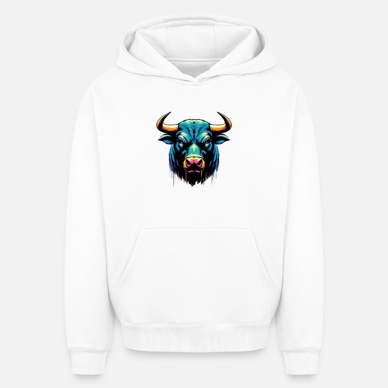 Taureau - Sweat à capuche unisexe oversize épais SPREAD - blanc