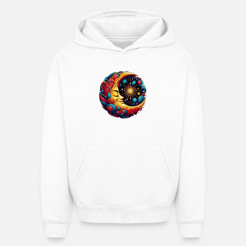 Lune - Sweat à capuche unisexe oversize épais SPREAD - blanc