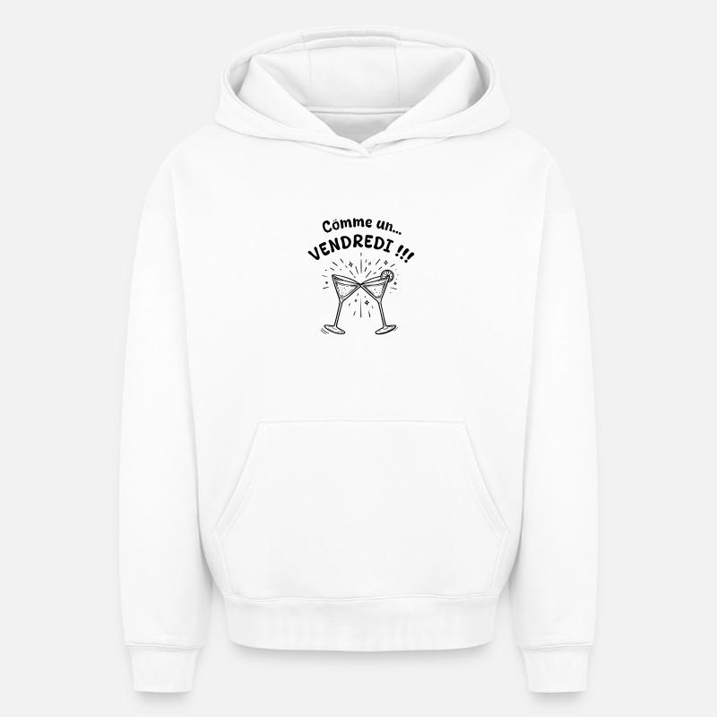Comme un vendredi ! - Sweat à capuche unisexe oversize épais SPREAD - blanc