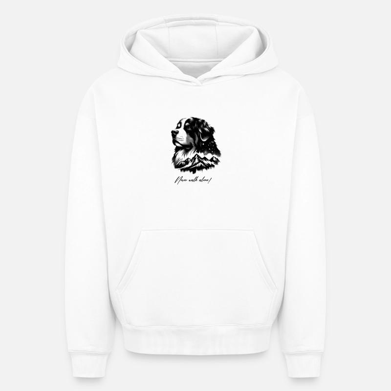 Bouvier bernois - Sweat à capuche unisexe oversize épais SPREAD - blanc