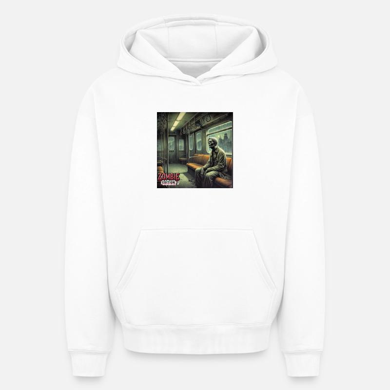 Métro zombie - Sweat à capuche unisexe oversize épais SPREAD - blanc