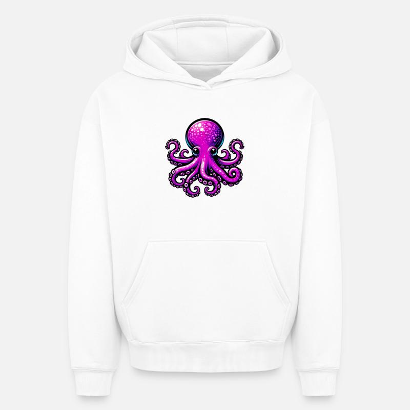 Pieuvre - Sweat à capuche unisexe oversize épais SPREAD - blanc
