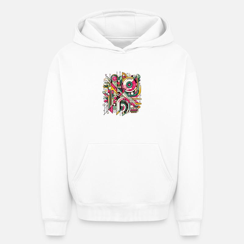 Neon Geometry — Hypergrid - Oversized Heavyweight Unisex Hoodie - Weiß