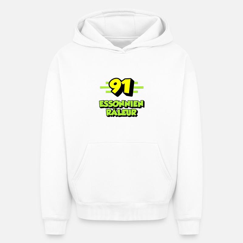 Essonnien râleur - Sweat à capuche unisexe oversize épais SPREAD - blanc