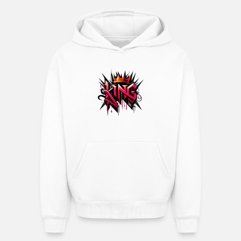 Couronne du Roi Graffiti - Sweat à capuche unisexe oversize épais SPREAD - blanc
