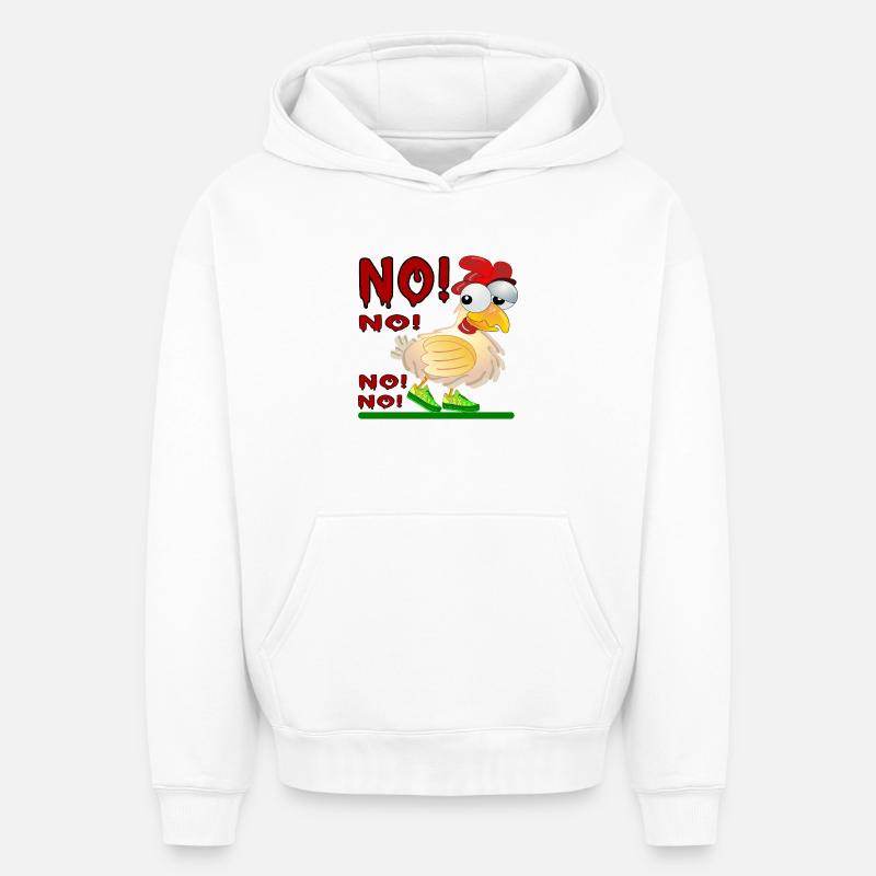RÉPONSE NON - POULAILLER - Sweat à capuche unisexe oversize épais SPREAD - blanc