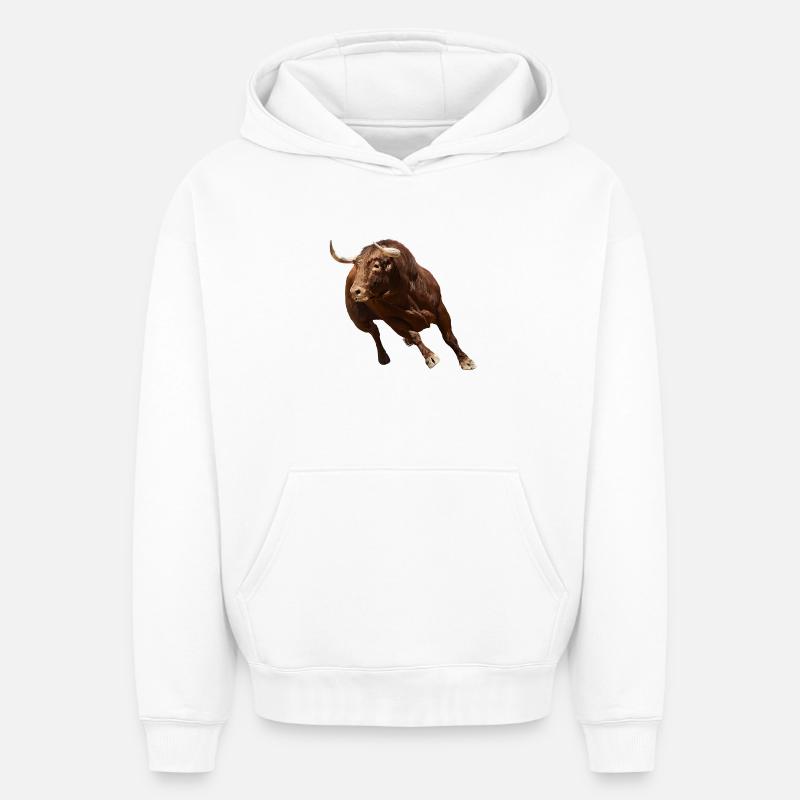 Taureau - Sweat à capuche unisexe oversize épais SPREAD - blanc