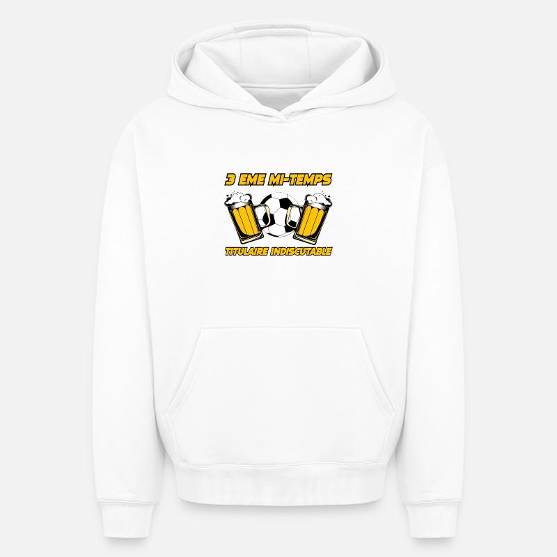 3ème Mi-Temps - Sweat à capuche unisexe oversize épais SPREAD - blanc