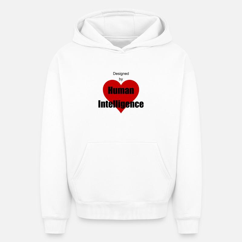 human intelligence - Sweat à capuche unisexe oversize épais SPREAD - blanc