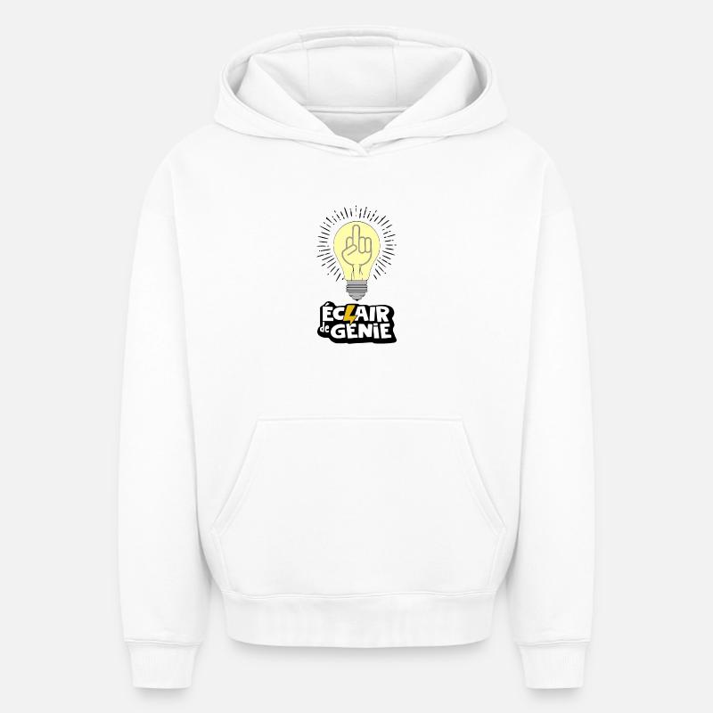 Eclair de génie - Sweat à capuche unisexe oversize épais SPREAD - blanc