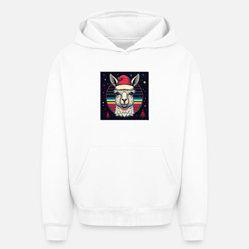 Alpaga X-Mas - Sweat à capuche unisexe oversize épais SPREAD - blanc