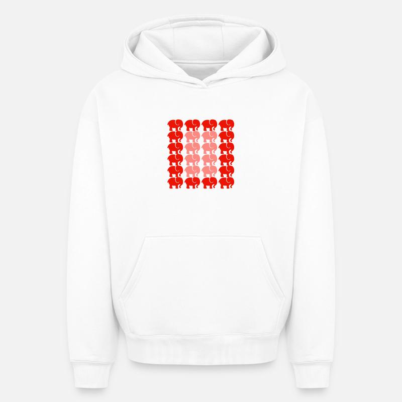 ÉLÉPHANT - Sweat à capuche unisexe oversize épais SPREAD - blanc