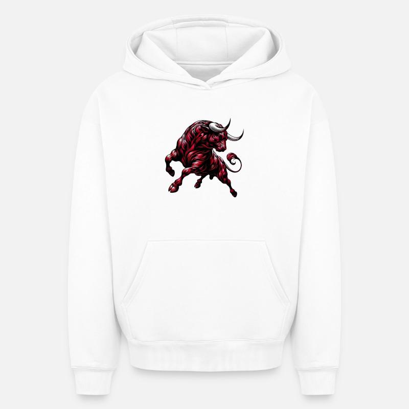 Taureau - Sweat à capuche unisexe oversize épais SPREAD - blanc