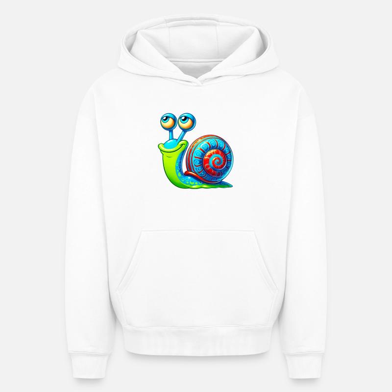 Escargot - Sweat à capuche unisexe oversize épais SPREAD - blanc